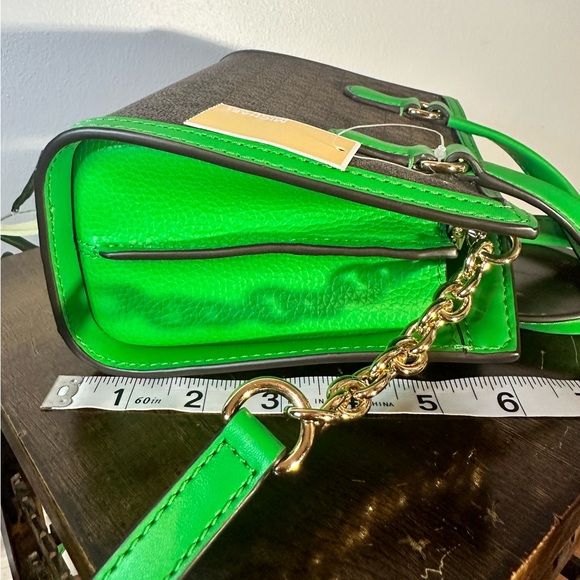 Michael Kors Chantal Extra-Small green brown Leather Messenger Bag - Picture 5 of 5